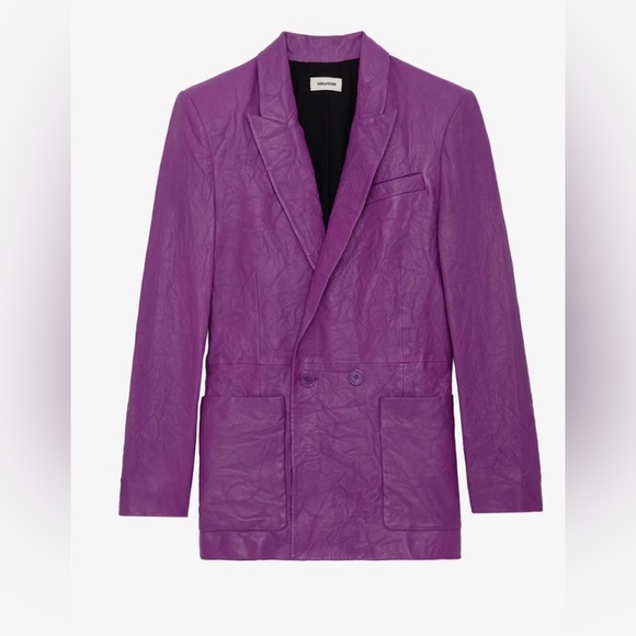 Zadig and Voltaire Visko Crinkled Leather Blazer, women’s size 38 - Picture 1 of 7